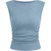 image:imageANRABESS Tank Tops for Women 2026 Summer Going Out Crop Top Sleeveless Boat Neck Rib Tight Ruched Tee Shirts Vacation ClothesLight Blue