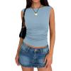 image:imageANRABESS Tank Tops for Women 2026 Summer Going Out Crop Top Sleeveless Boat Neck Rib Tight Ruched Tee Shirts Vacation ClothesLight Blue