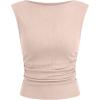 image:imageANRABESS Tank Tops for Women 2026 Summer Going Out Crop Top Sleeveless Boat Neck Rib Tight Ruched Tee Shirts Vacation ClothesLight Pink