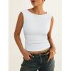 image:imageANRABESS Tank Tops for Women 2026 Summer Going Out Crop Top Sleeveless Boat Neck Rib Tight Ruched Tee Shirts Vacation ClothesWhite