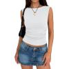 image:imageANRABESS Tank Tops for Women 2026 Summer Going Out Crop Top Sleeveless Boat Neck Rib Tight Ruched Tee Shirts Vacation ClothesWhite