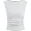 image:imageANRABESS Tank Tops for Women 2026 Summer Going Out Crop Top Sleeveless Boat Neck Rib Tight Ruched Tee Shirts Vacation ClothesWhite