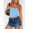 image:imageANRABESS Tank Tops for Women Square Neck Adjustable Spaghetti Strap Double Lined Camisole Tops Summer Basic Cami ShirtsLight Blue