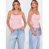 image:imageANRABESS Tank Tops for Women Square Neck Adjustable Spaghetti Strap Double Lined Camisole Tops Summer Basic Cami ShirtsLight Pink
