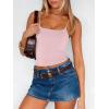 image:imageANRABESS Tank Tops for Women Square Neck Adjustable Spaghetti Strap Double Lined Camisole Tops Summer Basic Cami ShirtsLight Pink