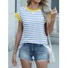 image:imageANRABESS Women Cap Sleeve Tops 2026 Trendy Summer Loose Fit Cute Basic T Shirts Business Dressy Casual Outfits ClothesBlue Stripe