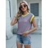 image:imageANRABESS Women Cap Sleeve Tops 2026 Trendy Summer Loose Fit Cute Basic T Shirts Business Dressy Casual Outfits ClothesRose Green Stripe