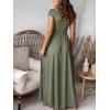 image:imageANRABESS Women Deep V Neck Long Sleeve Slit 2026 Fall Elegant Formal Wedding Guest Cocktail Evening Date Prom Maxi Long DressShort Sleeve Army Green