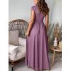 image:imageANRABESS Women Deep V Neck Long Sleeve Slit 2026 Fall Elegant Formal Wedding Guest Cocktail Evening Date Prom Maxi Long DressShort Sleeve Dark Pink