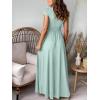 image:imageANRABESS Women Deep V Neck Long Sleeve Slit 2026 Fall Elegant Formal Wedding Guest Cocktail Evening Date Prom Maxi Long DressShort Sleeve Light Blue