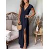 image:imageANRABESS Women Deep V Neck Long Sleeve Slit 2026 Fall Elegant Formal Wedding Guest Cocktail Evening Date Prom Maxi Long DressShort Sleeve Navy Blue