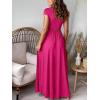 image:imageANRABESS Women Deep V Neck Long Sleeve Slit 2026 Fall Elegant Formal Wedding Guest Cocktail Evening Date Prom Maxi Long DressShort Sleeve Rose
