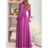 image:imageANRABESS Women Deep V Neck Long Sleeve Slit 2026 Fall Elegant Formal Wedding Guest Cocktail Evening Date Prom Maxi Long DressZlong Sleeve Fushascia Pink