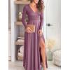 image:imageANRABESS Women Deep V Neck Long Sleeve Slit 2026 Fall Elegant Formal Wedding Guest Cocktail Evening Date Prom Maxi Long DressZlong Sleeve Pink