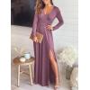 image:imageANRABESS Women Deep V Neck Long Sleeve Slit 2026 Fall Elegant Formal Wedding Guest Cocktail Evening Date Prom Maxi Long DressZlong Sleeve Pink