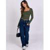 image:imageANRABESS Women Double Lined Long Sleeve Crop Tops Shirts Square Neck Tight Fitted Going Out TShirt Basic Tee Outfits 2026Army Green