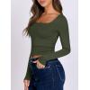 image:imageANRABESS Women Double Lined Long Sleeve Crop Tops Shirts Square Neck Tight Fitted Going Out TShirt Basic Tee Outfits 2026Army Green