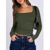 image:imageANRABESS Women Double Lined Long Sleeve Crop Tops Shirts Square Neck Tight Fitted Going Out TShirt Basic Tee Outfits 2026Army Green
