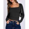 image:imageANRABESS Women Double Lined Long Sleeve Crop Tops Shirts Square Neck Tight Fitted Going Out TShirt Basic Tee Outfits 2026Black