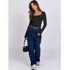 image:imageANRABESS Women Double Lined Long Sleeve Crop Tops Shirts Square Neck Tight Fitted Going Out TShirt Basic Tee Outfits 2026Black