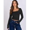 image:imageANRABESS Women Double Lined Long Sleeve Crop Tops Shirts Square Neck Tight Fitted Going Out TShirt Basic Tee Outfits 2026Black