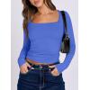 image:imageANRABESS Women Double Lined Long Sleeve Crop Tops Shirts Square Neck Tight Fitted Going Out TShirt Basic Tee Outfits 2026Blue