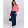 image:imageANRABESS Women Double Lined Long Sleeve Crop Tops Shirts Square Neck Tight Fitted Going Out TShirt Basic Tee Outfits 2026Bright Coral