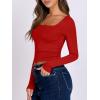 image:imageANRABESS Women Double Lined Long Sleeve Crop Tops Shirts Square Neck Tight Fitted Going Out TShirt Basic Tee Outfits 2026Bright Red