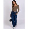 image:imageANRABESS Women Double Lined Long Sleeve Crop Tops Shirts Square Neck Tight Fitted Going Out TShirt Basic Tee Outfits 2026Brown