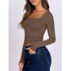 image:imageANRABESS Women Double Lined Long Sleeve Crop Tops Shirts Square Neck Tight Fitted Going Out TShirt Basic Tee Outfits 2026Brown