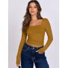image:imageANRABESS Women Double Lined Long Sleeve Crop Tops Shirts Square Neck Tight Fitted Going Out TShirt Basic Tee Outfits 2026Caramel