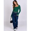 image:imageANRABESS Women Double Lined Long Sleeve Crop Tops Shirts Square Neck Tight Fitted Going Out TShirt Basic Tee Outfits 2026Forest Green