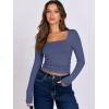 image:imageANRABESS Women Double Lined Long Sleeve Crop Tops Shirts Square Neck Tight Fitted Going Out TShirt Basic Tee Outfits 2026Haze Blue