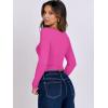 image:imageANRABESS Women Double Lined Long Sleeve Crop Tops Shirts Square Neck Tight Fitted Going Out TShirt Basic Tee Outfits 2026Hot Pink