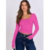 image:imageANRABESS Women Double Lined Long Sleeve Crop Tops Shirts Square Neck Tight Fitted Going Out TShirt Basic Tee Outfits 2026Hot Pink