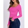 image:imageANRABESS Women Double Lined Long Sleeve Crop Tops Shirts Square Neck Tight Fitted Going Out TShirt Basic Tee Outfits 2026Hot Pink