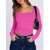 image:imageANRABESS Women Double Lined Long Sleeve Crop Tops Shirts Square Neck Tight Fitted Going Out TShirt Basic Tee Outfits 2026Hot Pink