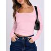 image:imageANRABESS Women Double Lined Long Sleeve Crop Tops Shirts Square Neck Tight Fitted Going Out TShirt Basic Tee Outfits 2026Light Pink