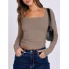image:imageANRABESS Women Double Lined Long Sleeve Crop Tops Shirts Square Neck Tight Fitted Going Out TShirt Basic Tee Outfits 2026Light Tan Khaki