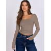 image:imageANRABESS Women Double Lined Long Sleeve Crop Tops Shirts Square Neck Tight Fitted Going Out TShirt Basic Tee Outfits 2026Light Tan Khaki