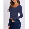 image:imageANRABESS Women Double Lined Long Sleeve Crop Tops Shirts Square Neck Tight Fitted Going Out TShirt Basic Tee Outfits 2026Navy Blue
