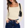 image:imageANRABESS Women Double Lined Long Sleeve Crop Tops Shirts Square Neck Tight Fitted Going Out TShirt Basic Tee Outfits 2026Parchment Apricot