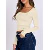 image:imageANRABESS Women Double Lined Long Sleeve Crop Tops Shirts Square Neck Tight Fitted Going Out TShirt Basic Tee Outfits 2026Parchment Apricot