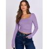 image:imageANRABESS Women Double Lined Long Sleeve Crop Tops Shirts Square Neck Tight Fitted Going Out TShirt Basic Tee Outfits 2026Purple