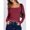 image:imageANRABESS Women Double Lined Long Sleeve Crop Tops Shirts Square Neck Tight Fitted Going Out TShirt Basic Tee Outfits 2026Red
