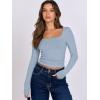image:imageANRABESS Women Double Lined Long Sleeve Crop Tops Shirts Square Neck Tight Fitted Going Out TShirt Basic Tee Outfits 2026Sky