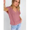 image:imageANRABESS Women Dressy Tops Short Sleeve Casual Blouses V Neck Lace Trim Summer Boho Shirts 2026 Spring Trendy ClothesDusty Rose