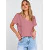 image:imageANRABESS Women Dressy Tops Short Sleeve Casual Blouses V Neck Lace Trim Summer Boho Shirts 2026 Spring Trendy ClothesDusty Rose