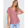 image:imageANRABESS Women Dressy Tops Short Sleeve Casual Blouses V Neck Lace Trim Summer Boho Shirts 2026 Spring Trendy ClothesDusty Rose
