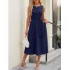 image:imageANRABESS Women Formal Midi Dress Sleeveless Elegant Business Work 2026 Summer Cocktail Party Night Out Dresses with BeltNavy Blue